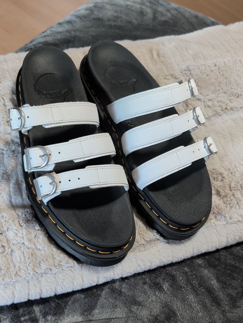 Dr. Martens White Blaire Slide Sandals